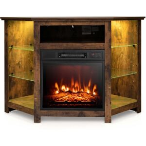 Costway Fireplace Tv Stand with Led Lights & 18'' Electric Fireplace for Tvs up to 50'' - Brown