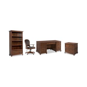 Furniture Clinton Hill Cherry Home Office, 4-Pc. Set (Executive Desk, Lateral File Cabinet, Open Bookcase & Leather Desk Chair) - Cherry