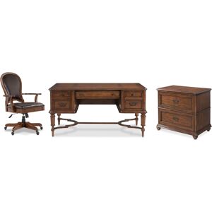 Furniture Clinton Hill Cherry Home Office, 3-Pc. Set (Writing Desk, Lateral File Cabinet & Leather Desk Chair) - Cherry