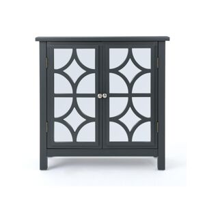 Noble House Melora Mirror Finished Double Door Cabinet - Charcoal