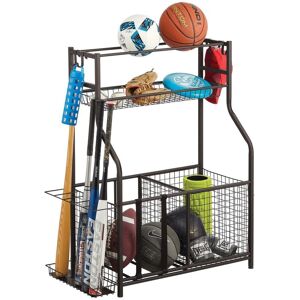 mDesign Metal Heavy Duty Garage Sports Storage Rack with Top Shelf - Bronze