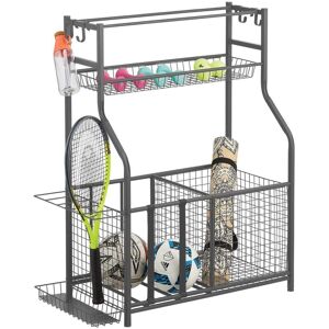 mDesign Metal Heavy Duty Garage Sports Storage Rack with Top Shelf - Graphite