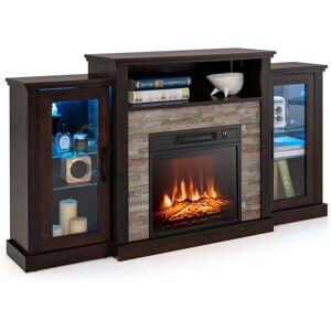 Slickblue Fireplace Tv Stand with 16-Color Led Lights for TVs up to 65 Inch - Dark brown