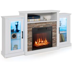 Slickblue Fireplace Tv Stand with 16-Color Led Lights for TVs up to 65 Inch - White