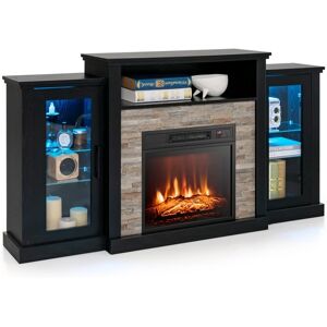 Slickblue Fireplace Tv Stand with 16-Color Led Lights for TVs up to 65 Inch - Black