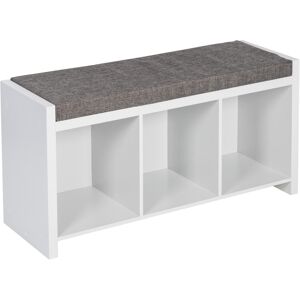 Honey Can Do Cube Organizer Bench with Shoe Storage and Seat Cushion - White