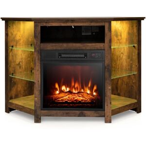 Slickblue Fireplace Corner Tv Stand with Led Lights and Smart App Control - Rustic brown