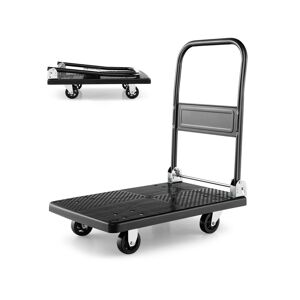 Slickblue Folding Push Cart Dolly with Swivel Wheels and Non-Slip Loading Area-28 x 19 inches - Black