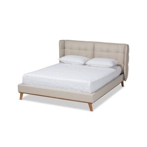 Baxton Studio Gretchen Modern and Contemporary Queen Size Platform Wingback Bed - Beige