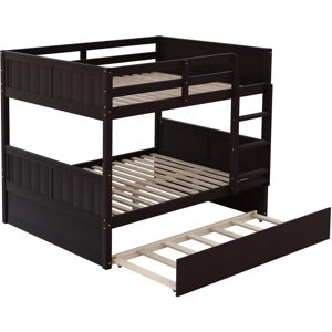 Simplie Fun Full Over Full Bunk Bed With Twin Size Trundle - Dark Brown