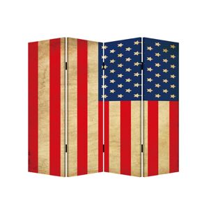 Screen Gems Double sided with different Design 4 Panel 7' x 7' American Flag Screen - Multi