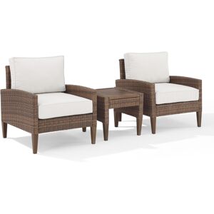 Crosley Capella 3 Piece Outdoor Wicker Chair Set - Creme