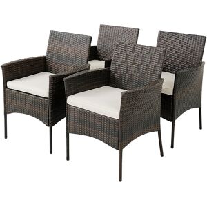 Costway Set of 4 Patio Rattan Dining Chairs Cushioned Seat Curved Armrests - Grey