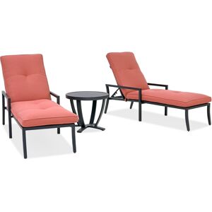 Agio Astaire Outdoor 3-pc Chaise Set (2 Chaise Lounge Chairs + 1 End Table) - Peony Brick Red