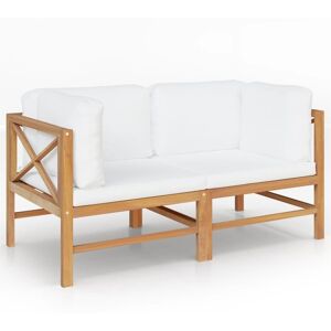 Vidaxl 2-seater Patio Bench with Cream Cushions Solid Teak Wood - Brown