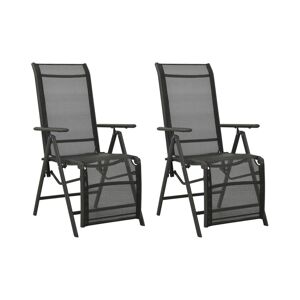 Vidaxl Reclining Patio Chairs 2pcs Text Ilene and Aluminum Black - Black