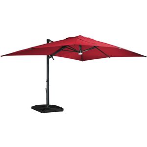 Mondawe 13ft Square Solar Led Cantilever Patio Umbrella with Included Base & Bluetooth Light - Red