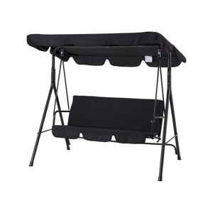 Mondawe 3-Person Outdoor Canopy Swing Patio Swing Chair, Porch Swing in Black - Black