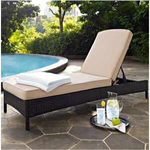 Crosley Palm Harbor Outdoor Wicker Chaise Lounge With Cushions - Tan