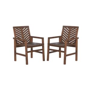 Walker Edison Patio Wood Chairs, Set Of 2 - Dark Brown