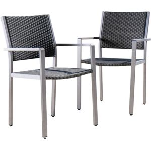 Noble House Cape Coral Outdoor Dining Chairs with Frame, Set of 2 - Gray