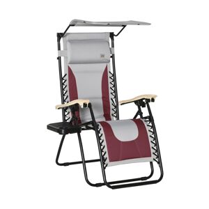 Outsunny Zero Gravity Folding Reclining Chair, Outdoor Steel Lounger Chair with Padded Fabric, Cup Holder, Shade Cover, and Headrest for Poolside, Eve