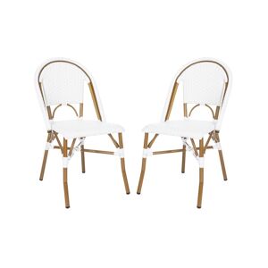 Safavieh Salcha Indoor Outdoor French Bistro Side Chair (Set of 2) - White/light brown