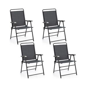 Costway 4PCS Outdoor Patio Folding Chair W/Armrest Portable Camping Lawn Garden - Grey