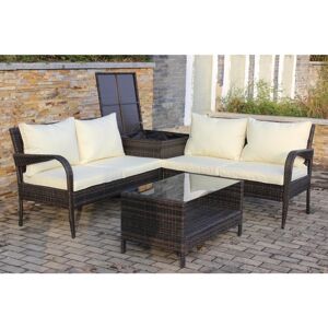 Simplie Fun 4 Piece Patio Sectional Wicker Rattan Outdoor Furniture Sofa Set with Storage Box Brown - Brown