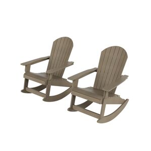 Westintrends 2-Piece Outdoor Patio All-weather Adirondack Rocking Chair Set - Taupe
