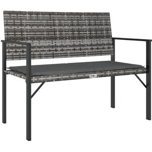 Vidaxl 2-Seater Patio Bench with Cushion Gray Poly Rattan - Grey