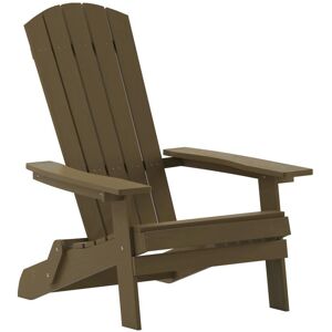 Merrick Lane Riviera Poly Resin Folding Adirondack Lounge Chair - All-Weather Indoor/Outdoor Patio Chair - Mahogany