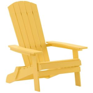 Merrick Lane Riviera Poly Resin Folding Adirondack Lounge Chair - All-Weather Indoor/Outdoor Patio Chair - Yellow