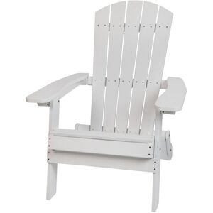 Merrick Lane Riviera Poly Resin Folding Adirondack Lounge Chair - All-Weather Indoor/Outdoor Patio Chair - White