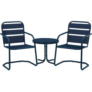 Crosley Brighton 3 Piece Metal Conversation Seating Set - Navy