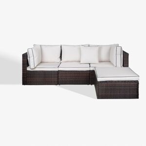 WestinTrends 4-Piece Outdoor Patio Sofa Sectional Set with Ottoman - Brown, White