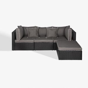 WestinTrends 4-Piece Outdoor Patio Sofa Sectional Set with Ottoman - Black, Gray