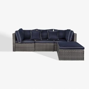 WestinTrends 4-Piece Outdoor Patio Sofa Sectional Set with Ottoman - Gray, Navy Blue