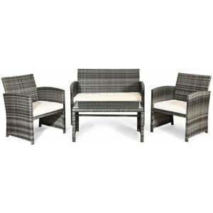 Slickblue 4 pcs Patio Rattan Wicker Furniture Set - Brown