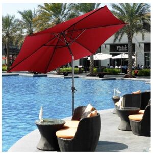 Slickblue 9ft Patio Umbrella Patio Market Steel Tilt W/ Crank Outdoor Yard Garden - Burgundy