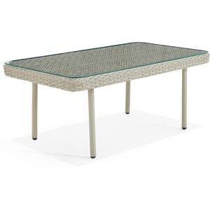 Alaterre Furniture Windham All-Weather Wicker Outdoor Coffee Table with Glass Top - Grey