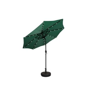 WestinTrends 9 ft. Patio Solar Power Led lights Market Umbrella with Bronze Round Base - Dark Green