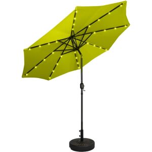 WestinTrends 9 ft. Patio Solar Power Led lights Market Umbrella with Bronze Round Base - Lime Green