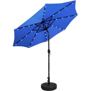 WestinTrends 9 ft. Patio Solar Power Led lights Market Umbrella with Bronze Round Base - Royal Blue