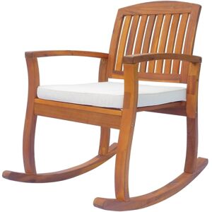 Outsunny Outdoor Rocking Chair with Cushion, Acacia Wood Patio Rocker for Backyard, Patio, Home, Teak Tone - Teak