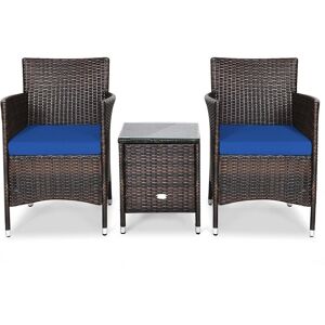 Slickblue 3 Pcs Outdoor Rattan Wicker Furniture Set - Navy