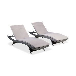 Noble House Sienna Outdoor Chaise Lounge (Set Of 2) - Grey