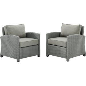 Crosley Bradenton 2 Piece Outdoor Wicker Chair Set - Gray