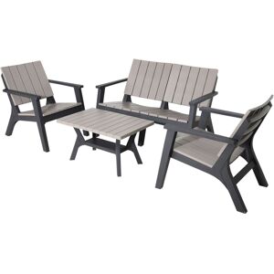 Dukap Enzo 4 Piece Patio Sofa Seating Set - Black, Gray