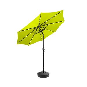 WestinTrends 9 ft. Patio Solar Power Led lights Market Umbrella with Black Round Base - Lime Green